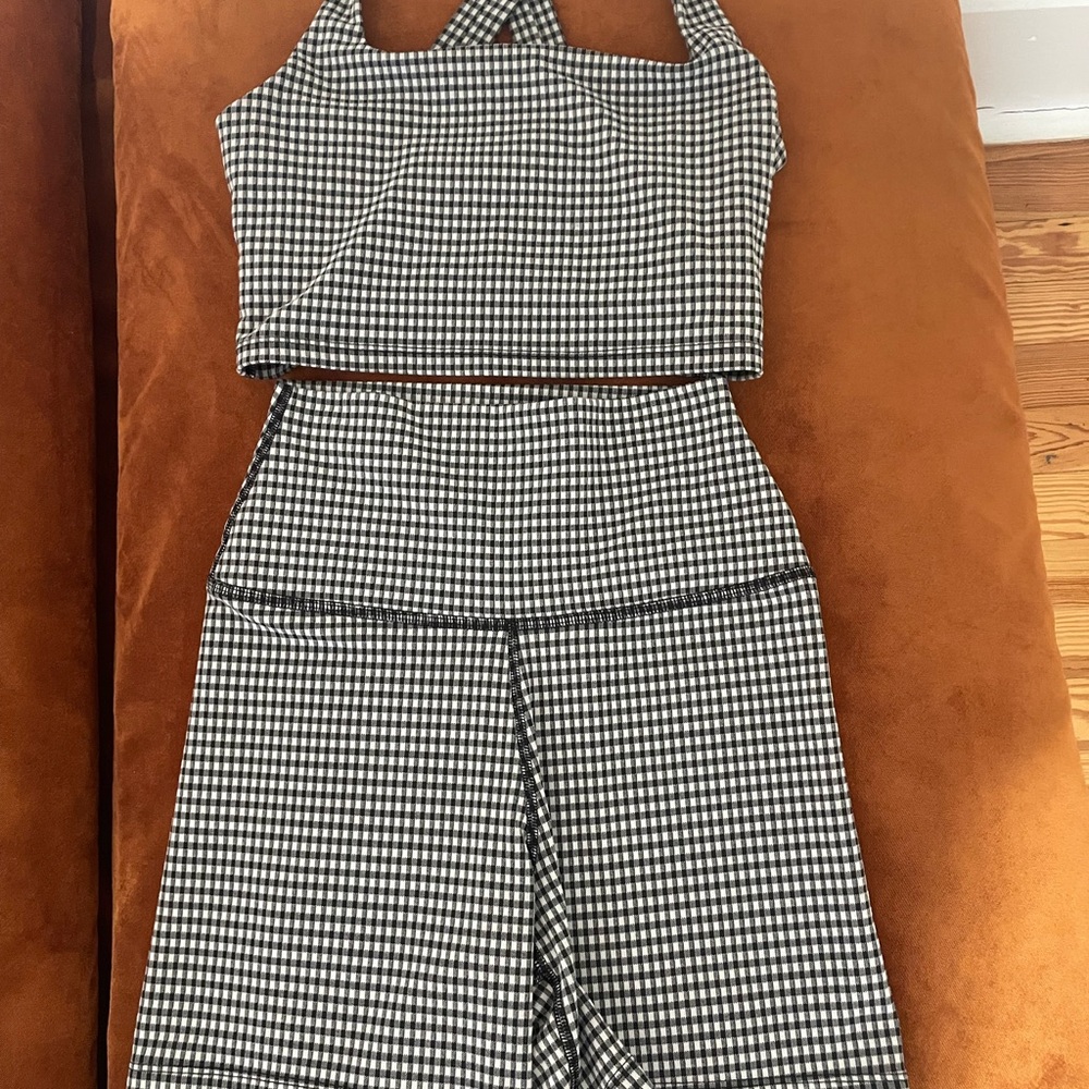 Nike Women’s Gingham Sports Bra and Shorts
